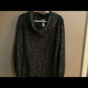 Ruby Rd. Cowl Neck Sweater With Gold Sequins